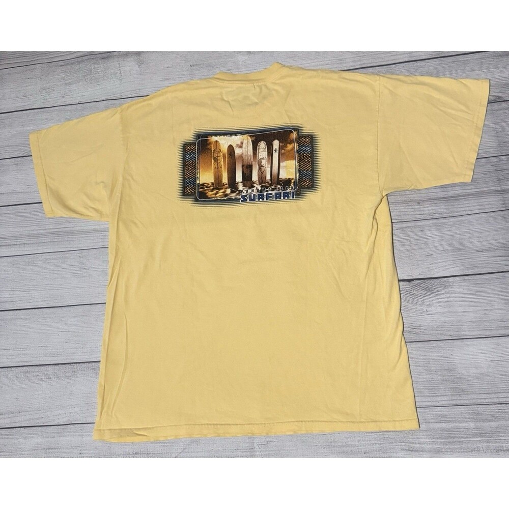 Vintage Panama Jack Surfari T Shirt Surfing Graphic Size XL Yellow Defect